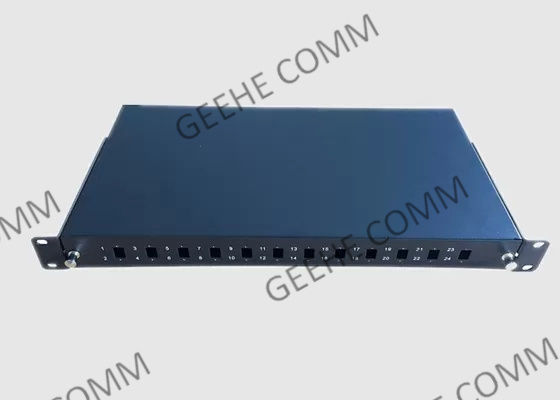 Los 24 paneles de remiendo de fibra portuarios del soporte de estante de la pulgada 1U de la bandeja 19 del empalme del LC