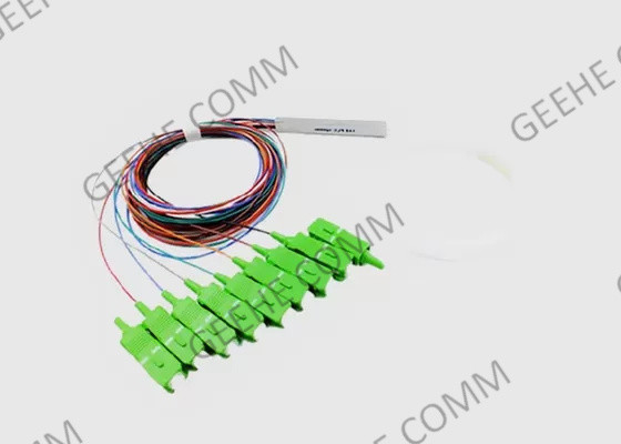 Divisor de acero 0.9m m del PLC del tubo 1x8 SC/APC Mini Fiber Optic del solo modo