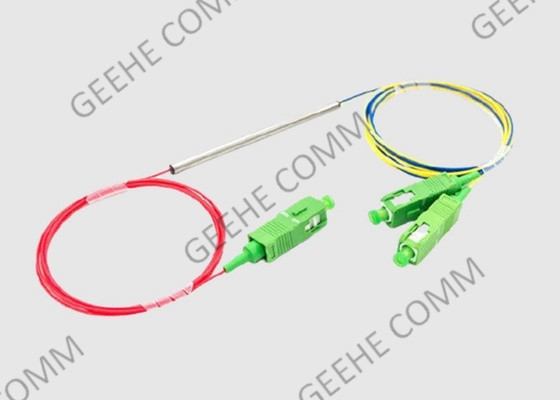 Divisor tamaño pequeño de la fibra del WDM &amp;1550 del tubo 980 del metal 1×2 con los conectores del SC