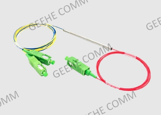 Divisor tamaño pequeño de la fibra del WDM &amp;1550 del tubo 980 del metal 1×2 con los conectores del SC