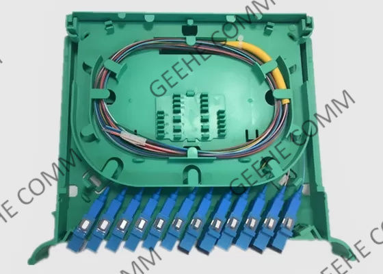 Soporte de estante del divisor 0.9m m del PLC de la fibra óptica de los corazones del Fanout 12 del SC UPC del solo modo