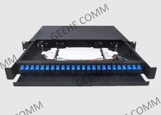 Los 24 paneles de remiendo de fibra portuarios del soporte de estante de la pulgada 1U de la bandeja 19 del empalme del LC