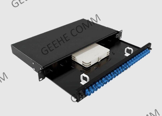 19" adaptadores a dos caras montados estante del puerto SM del panel de remiendo de la fibra óptica 24
