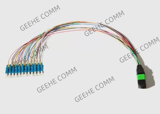solo cordón de remiendo óptico de los corazones MPO To12 LC del modo 12 de 0.9m m