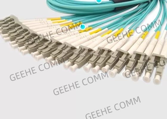 144 cable de la fibra de las fibras OM3 LC Dulpex 100G MPO