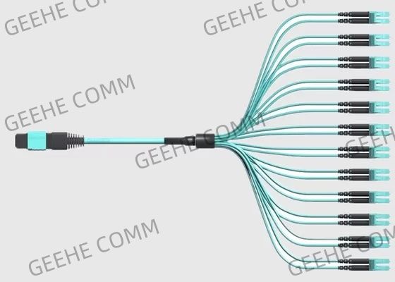 50/125 MPO con varios modos de funcionamiento a los cables de fribra óptica del duplex OM4 de 12x LC