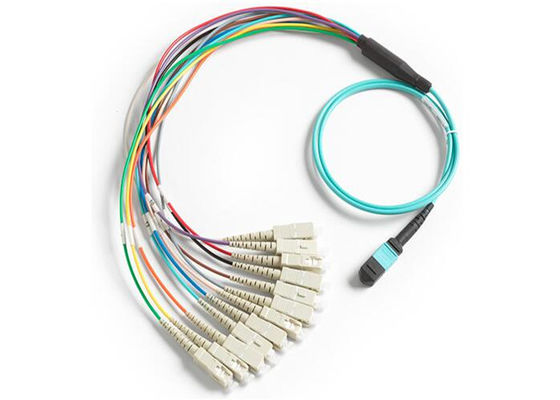 MPO 12 al cable de la fibra del modo MPO de las fibras 0.9m m Mulit del SC 12 de X