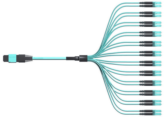 144 cable de la fibra de las fibras OM3 LC Dulpex 100G MPO