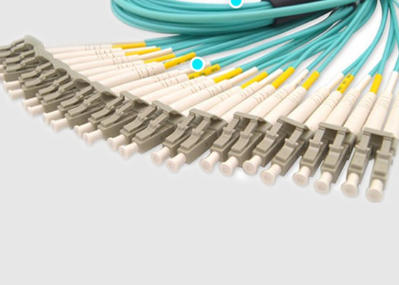 144 cable de la fibra de las fibras OM3 LC Dulpex 100G MPO