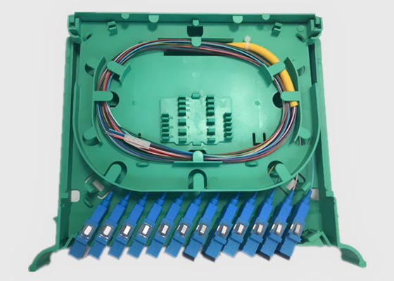Soporte de estante del divisor 0.9m m del PLC de la fibra óptica de los corazones del Fanout 12 del SC UPC del solo modo
