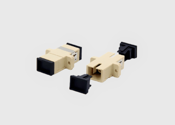 Adaptador beige del cable de fribra óptica del SC UPC del color a una cara del solo modo con los rebordes