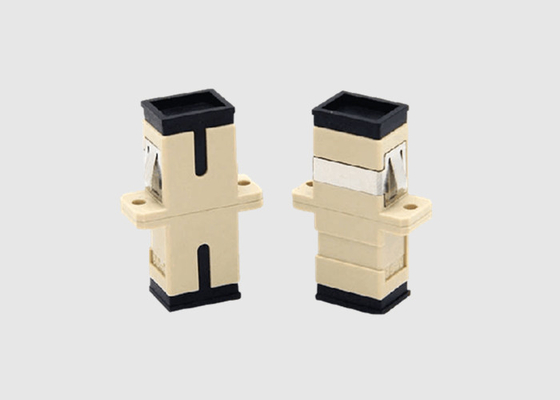 Adaptador beige del cable de fribra óptica del SC UPC del color a una cara del solo modo con los rebordes