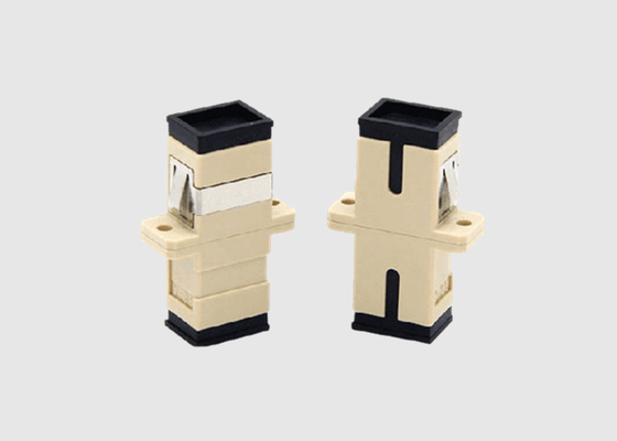 Adaptador beige del cable de fribra óptica del SC UPC del color a una cara del solo modo con los rebordes